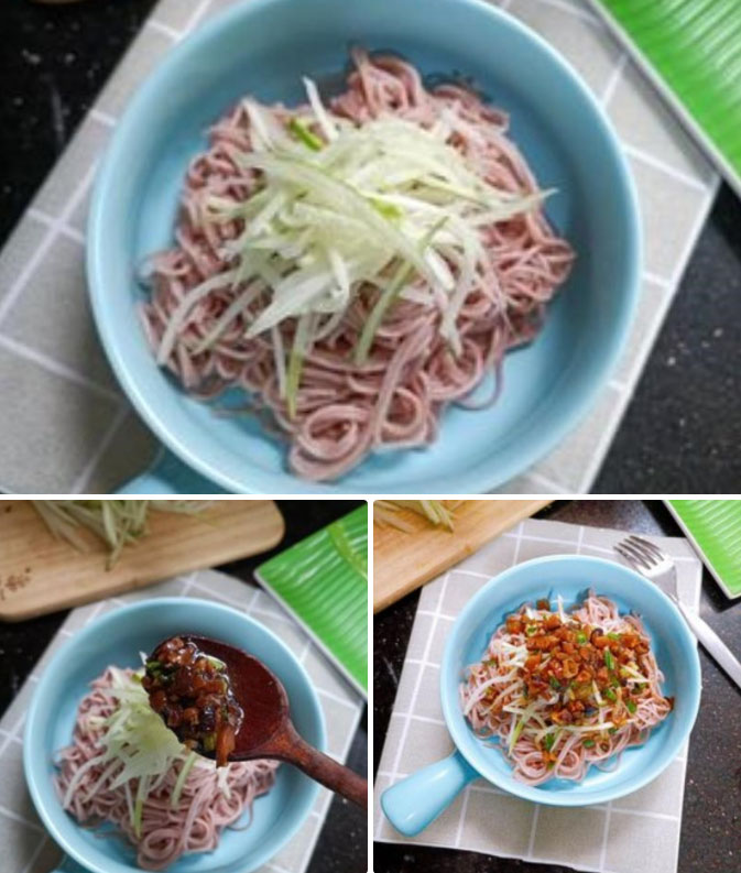 Làm bún gạo lứt trộn chay