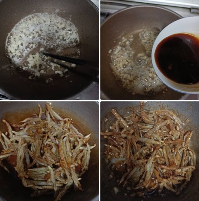 Làm cá cơm chay kho tiêu
