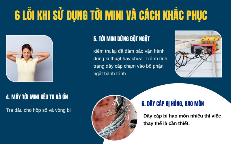 Các lỗi khi sử dụng tời điện mini 
