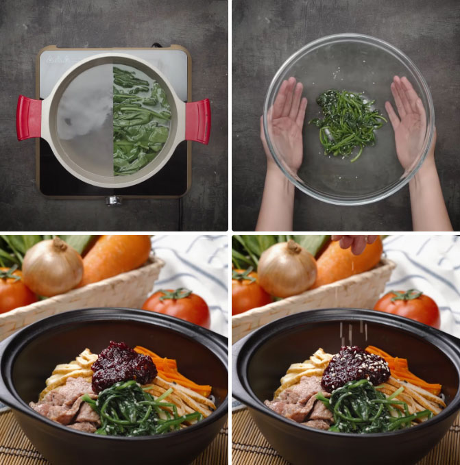 Luộc rau và miến