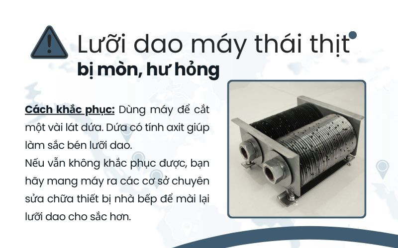 Lưỡi dao máy thái thịt bị hao mòn