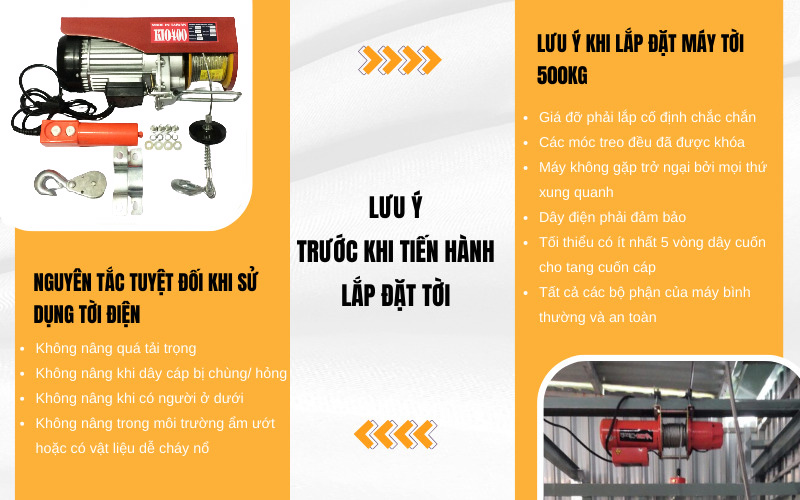 Lưu ý trước khi lắp đặt tời treo mini