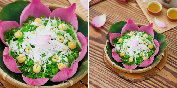 Món xôi cốm hạt sen thơm bùi và dẻo