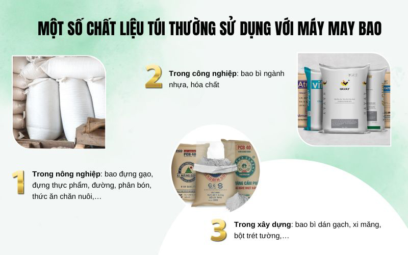 Một số chất liệu túi thường dùng với máy khâu bao