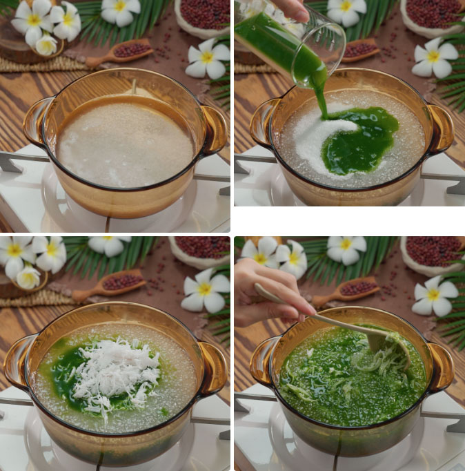 Nấu bột báng lá dứa