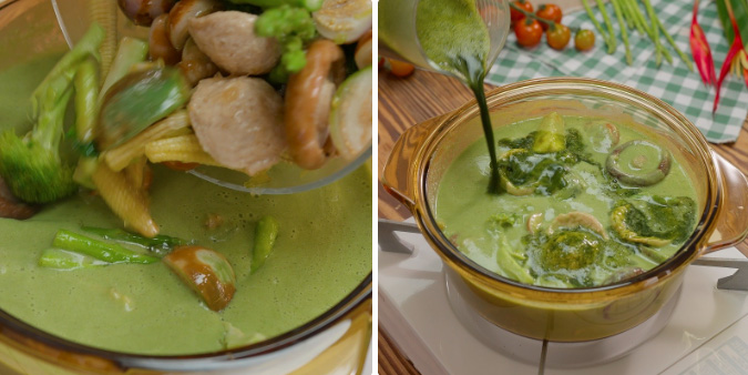 Nấu xà ri xanh chay