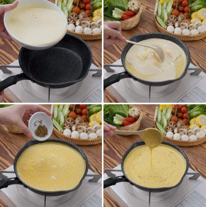 Nấu sốt phô mai trứng muối