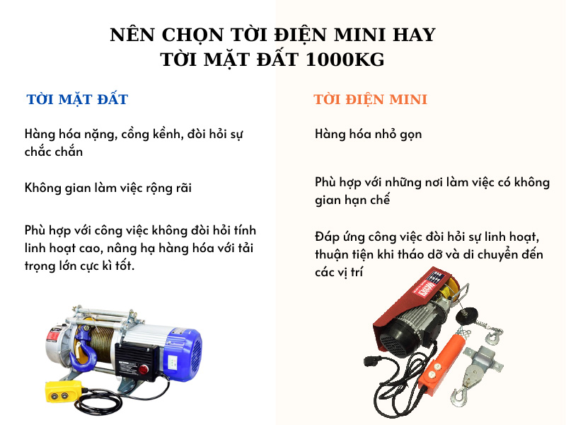 Nên chọn tời điện mini hay tời đất
