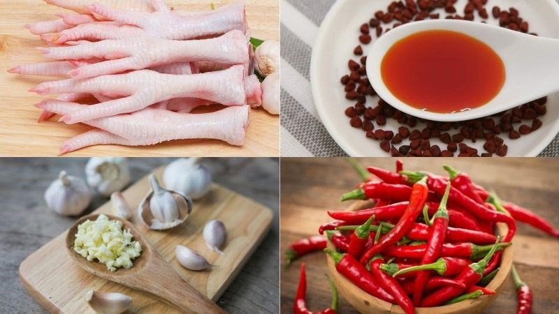 Nguyên liệu làm chân gà sốt tỏi ớt