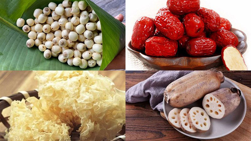 Nguyên liệu làm chè hạt sen táo đỏ