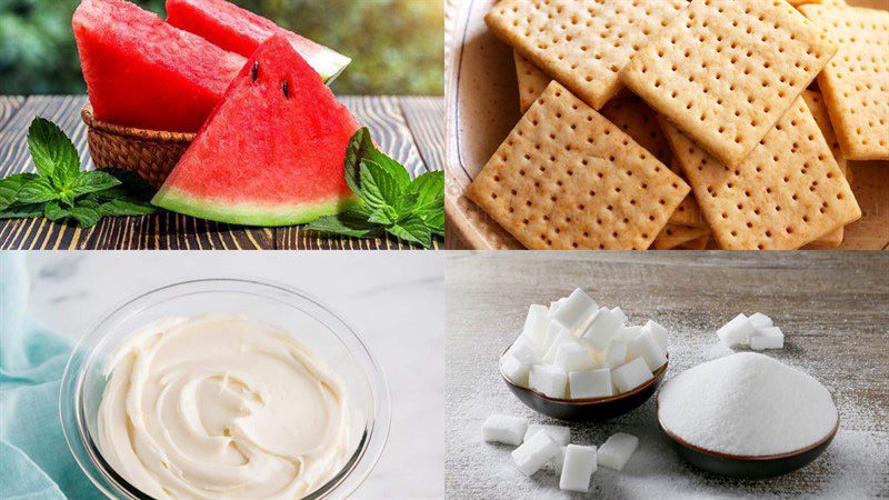Nguyên liệu làm cheesecake thạch dưa hấu