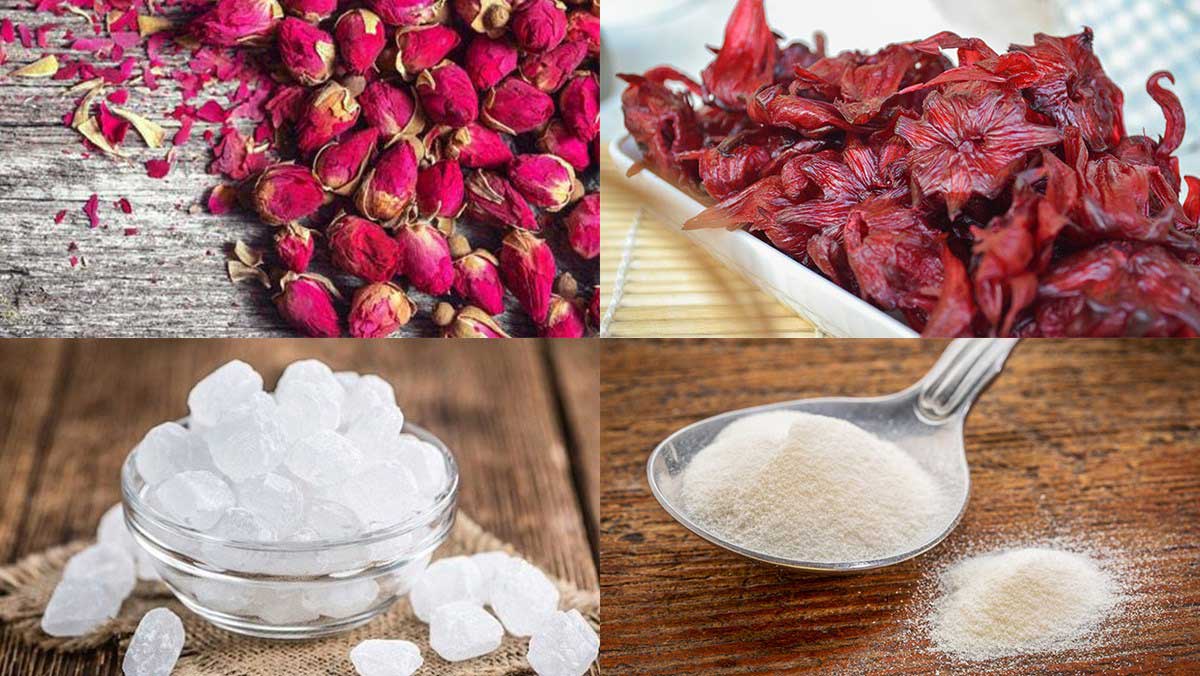 Nguyên liệu làm thạch trà hoa hồng