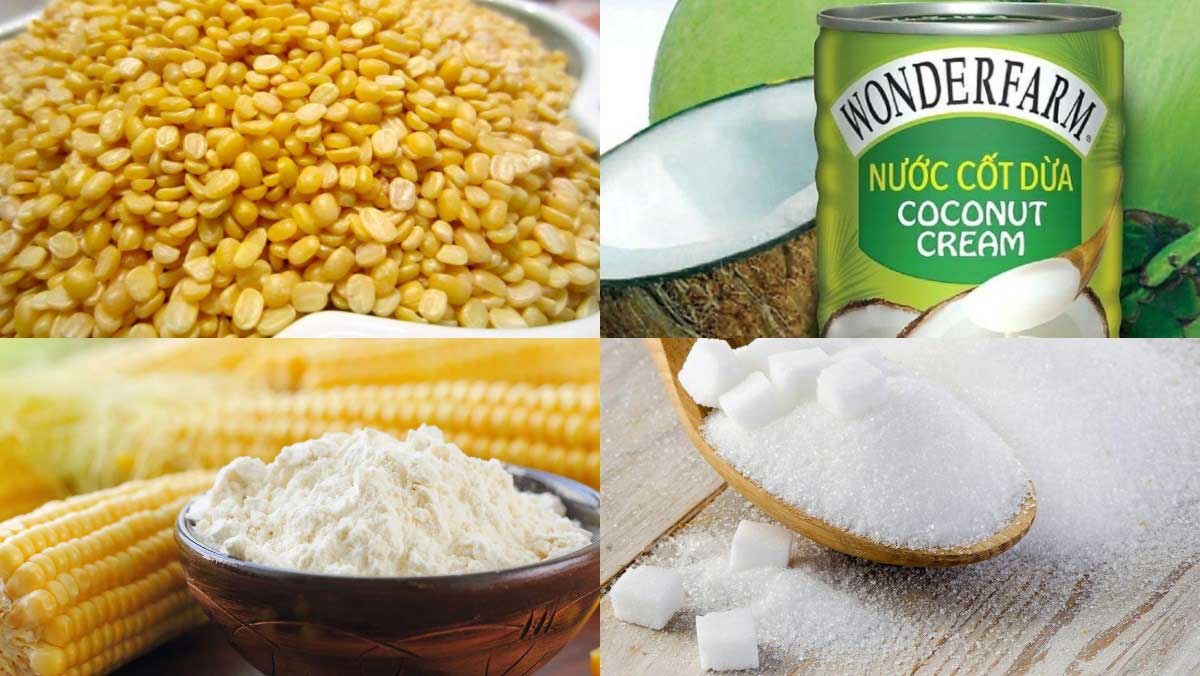Nguyên liệu nấu chè đậu xanh nước cốt dừa