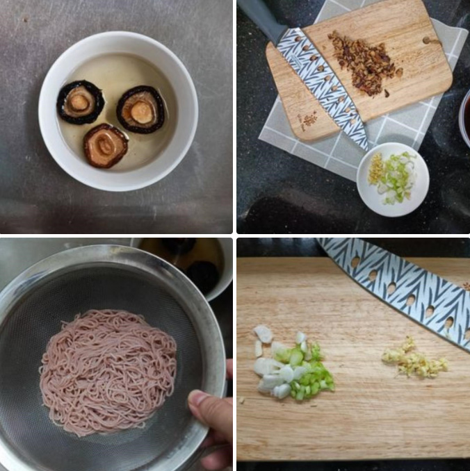 Sơ chế bún và các nguyên liệu khác 