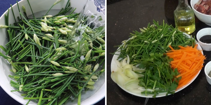 Sơ chế các loại rau xào