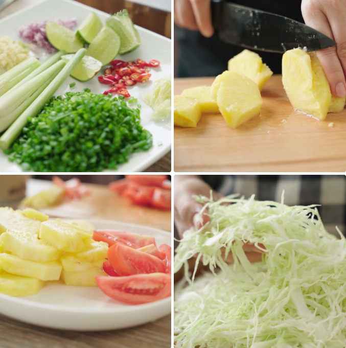 Sơ chế các nguyên liệu của món ăn
