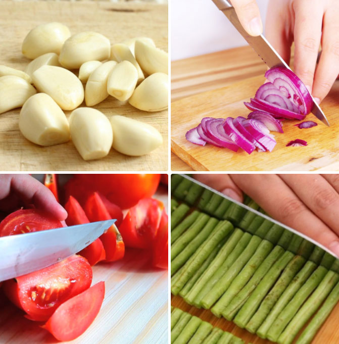 Sơ chế các nguyên liệu của món ăn