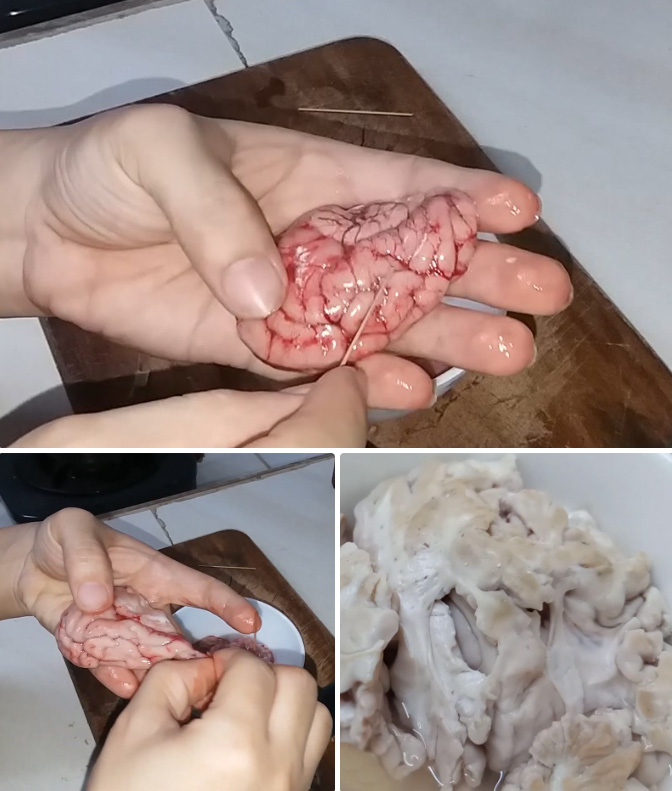 Sơ chế óc heo