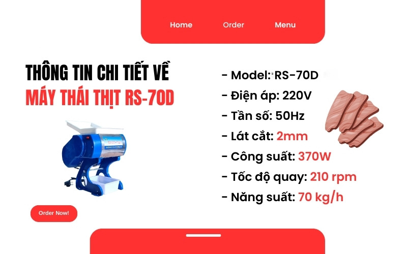 Thông tin chi tiết máy thái thịt RS-70D