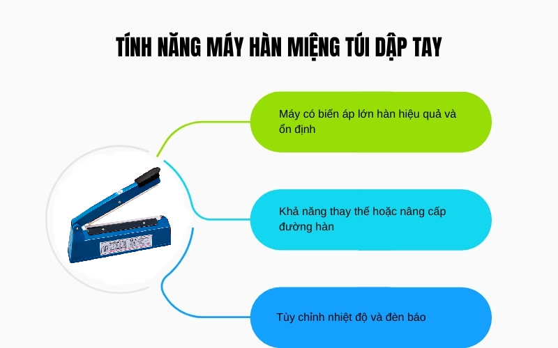Tính năng của máy hàn túi dập tay
