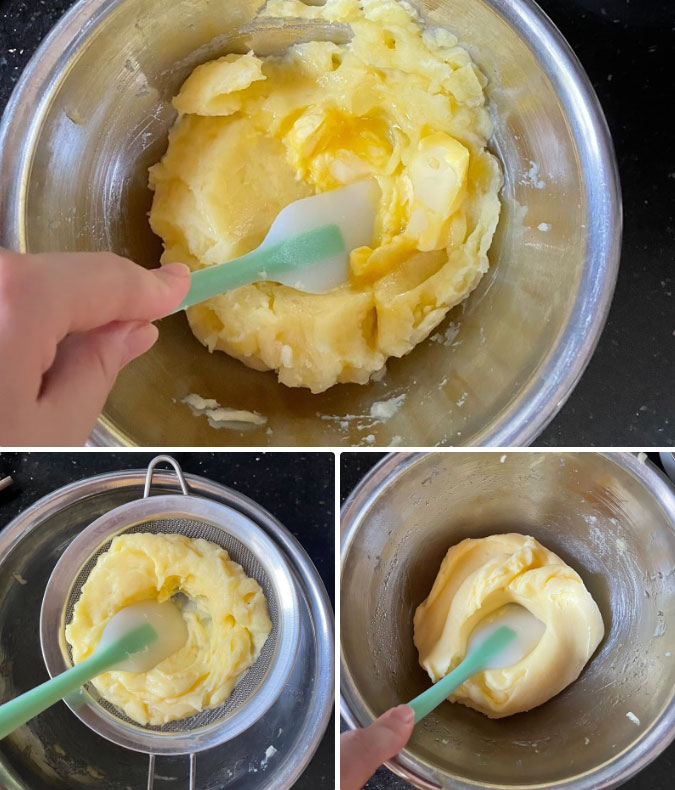 Trộn khoai tây nghiền với bơ