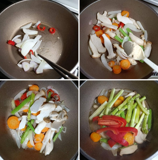 Xào thơm nguyên liệu