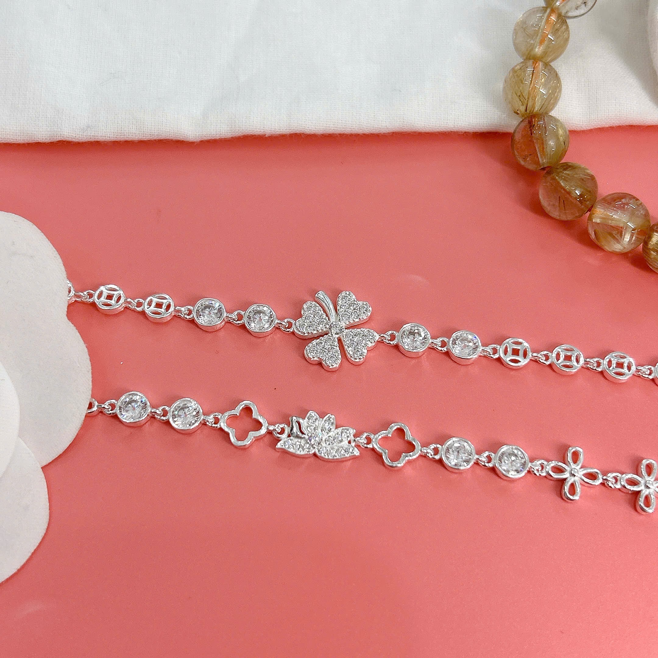 Lắc tay chân trẻ em bạc ta nguyên chất S99 charm BẠC HIỂU MINH LTECN58