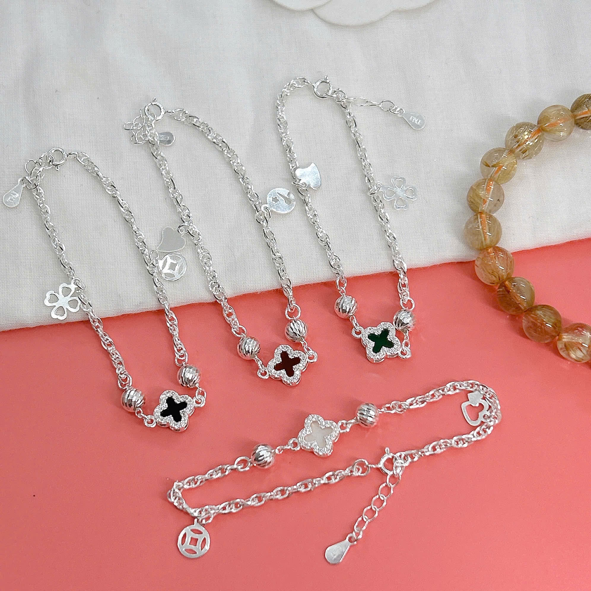 Lắc tay chân trẻ em bạc ta nguyên chất S99 charm BẠC HIỂU MINH LTECN58