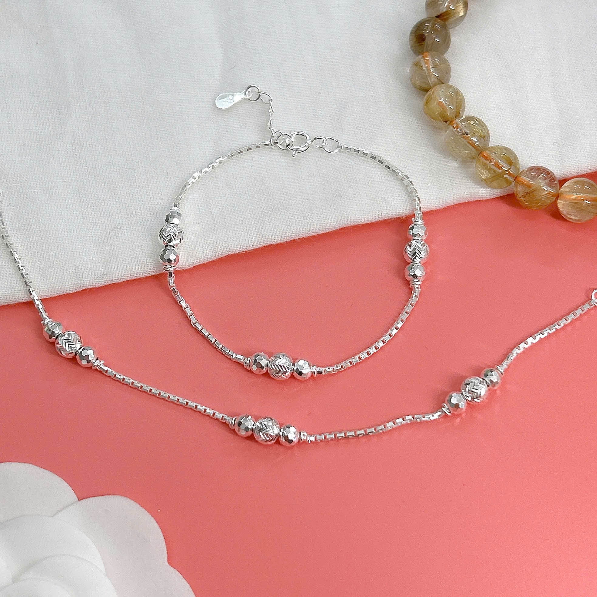 Lắc tay chân trẻ em bạc ta nguyên chất S99 charm BẠC HIỂU MINH LTECN58