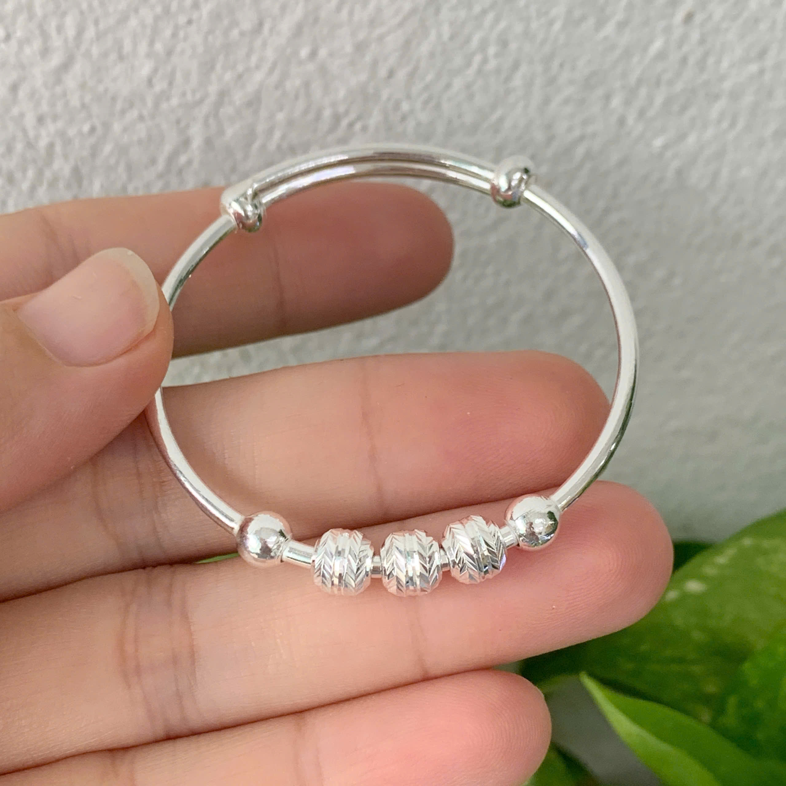 Vòng tay lắc tay trẻ em bạc ta nguyên chất S99 bi phay nhỏ xinh BẠC HIỂU MINH LTE585