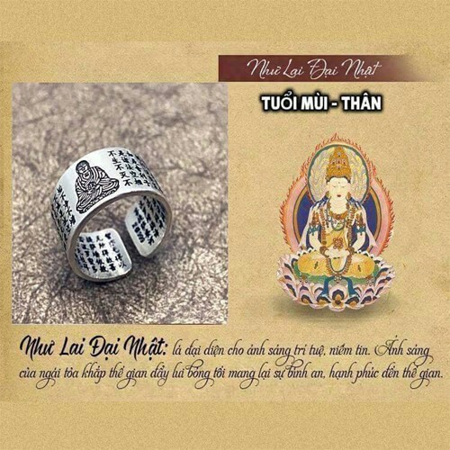 Nhẫn Nam Bạc Thái Phật Bản Mệnh Như Lai Đại Nhật - Tuổi Mùi , Thân BẠC HIỂU MINH NA543-MT