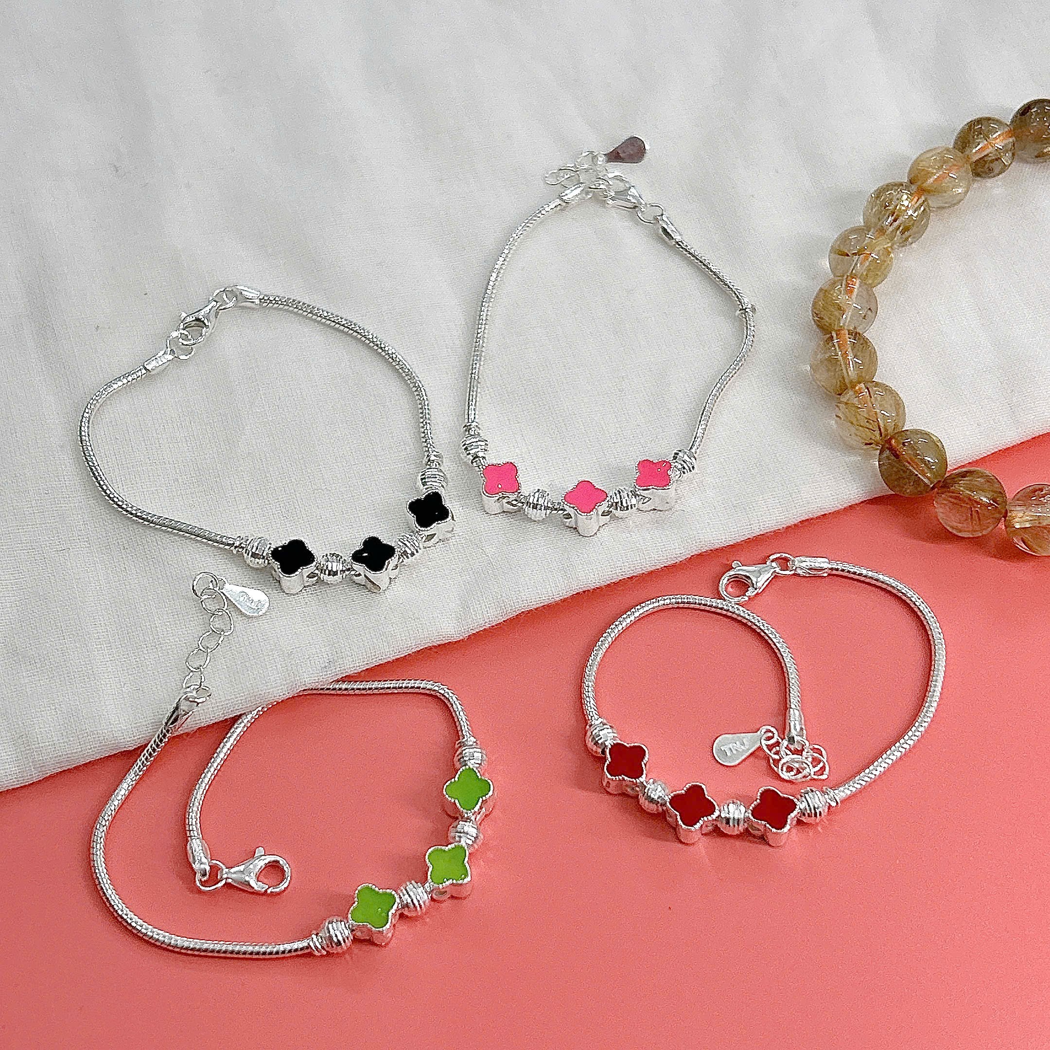 Lắc tay chân trẻ em bạc ta nguyên chất S99 charm BẠC HIỂU MINH LTECN58