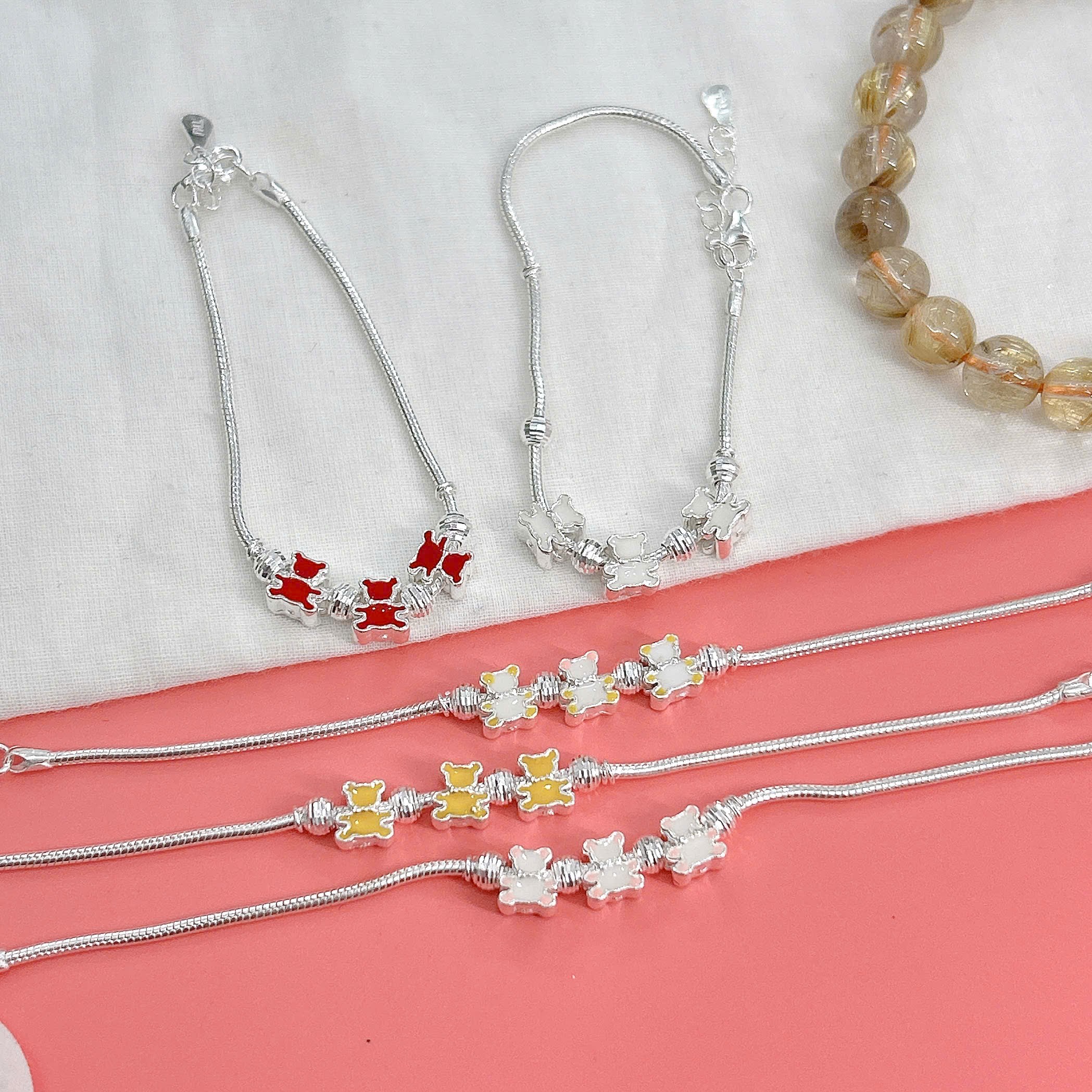 Lắc tay chân trẻ em bạc ta nguyên chất S99 charm BẠC HIỂU MINH LTECN58