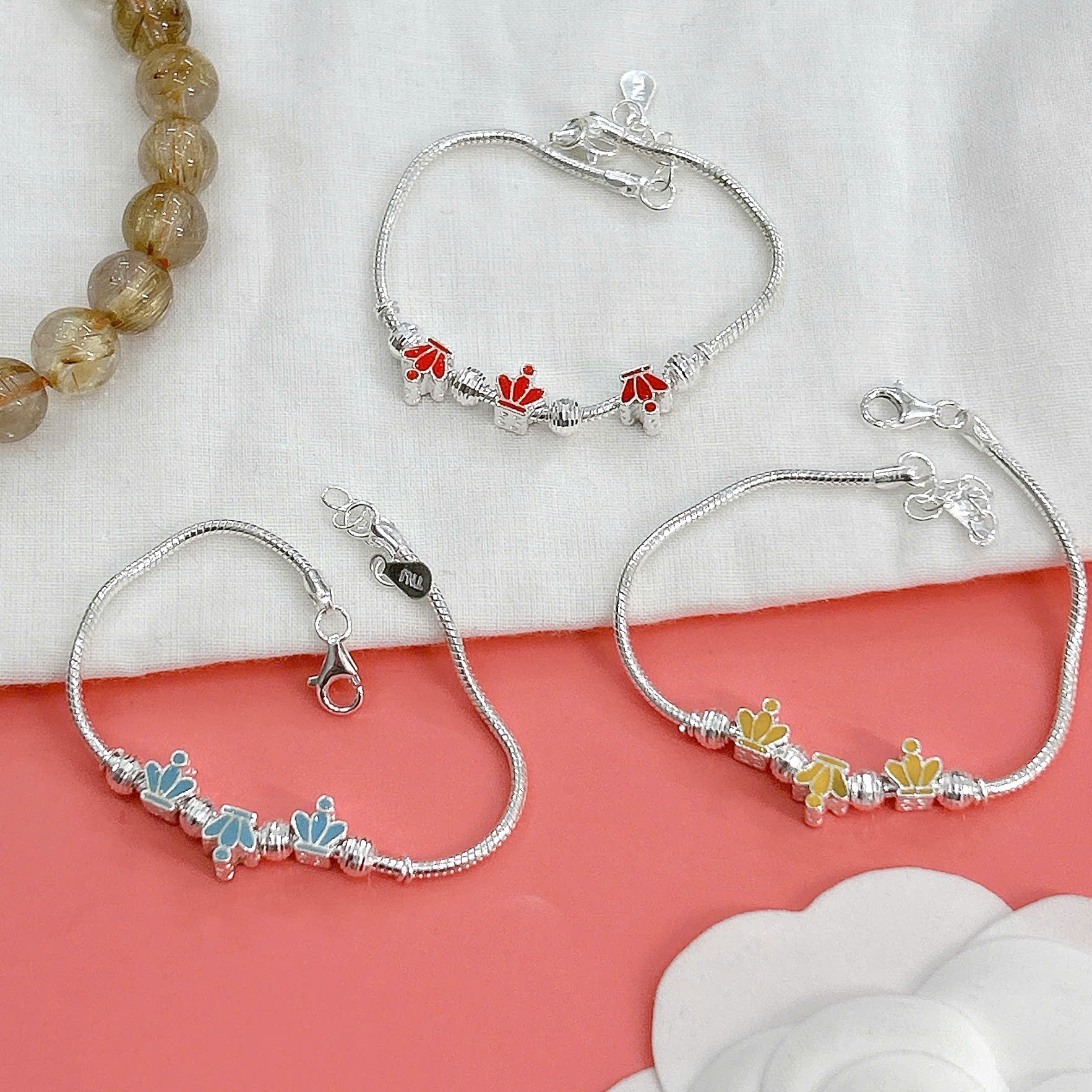 Lắc tay chân trẻ em bạc ta nguyên chất S99 charm BẠC HIỂU MINH LTECN58