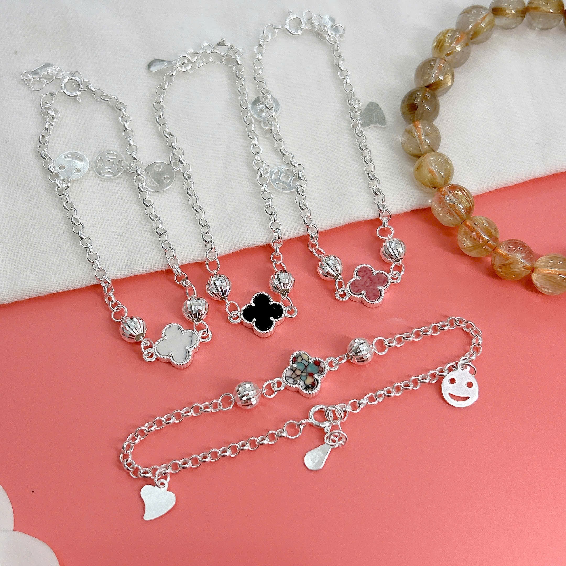 Lắc tay chân trẻ em bạc ta nguyên chất S99 charm BẠC HIỂU MINH LTECN58