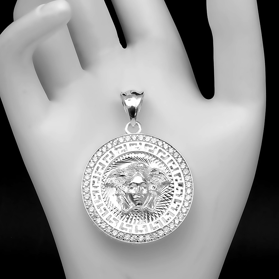 Mặt Dây Chuyền Nam Bạc Hình Logo Versace Nhãn Hiệu Ý Bạc Hiểu Minh MDN019 BẠC HIỂU MINH