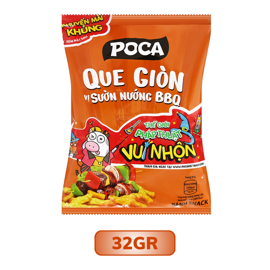 Snack que giòn vị sườn nướng BBQ Poca gói 32G/ 60G