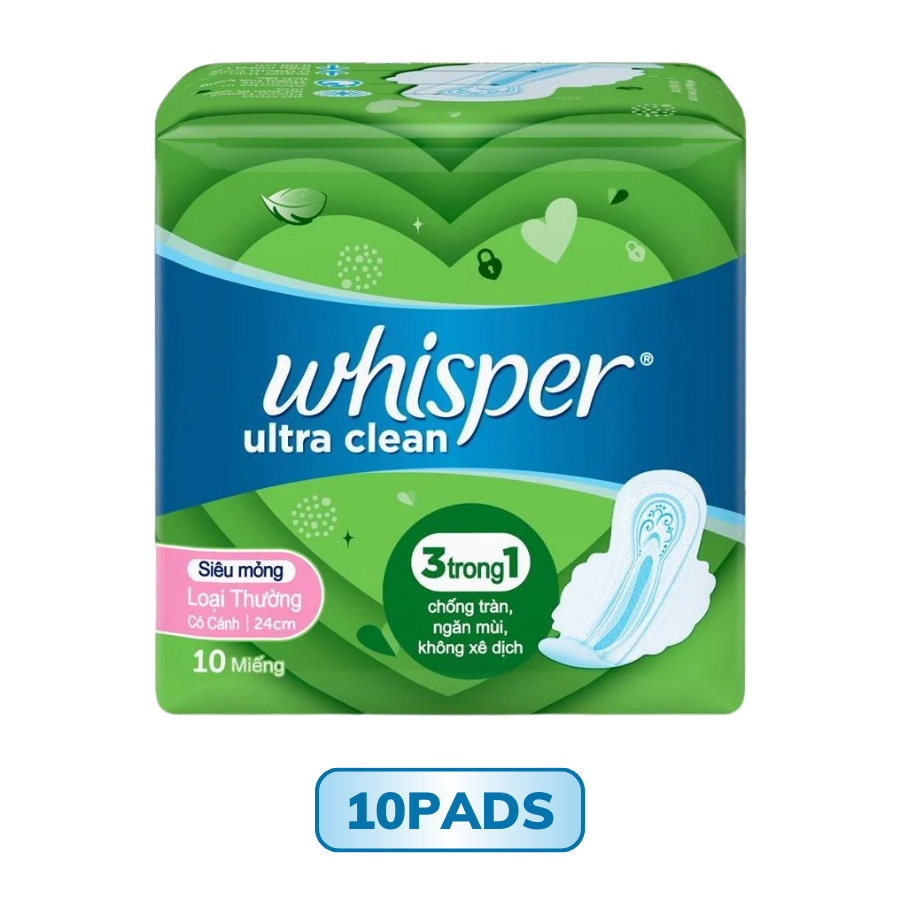 Băng Vệ Sinh Ngày Nhiều Whisper Ultra Clean Siêu Mỏng Có Cánh 28cm