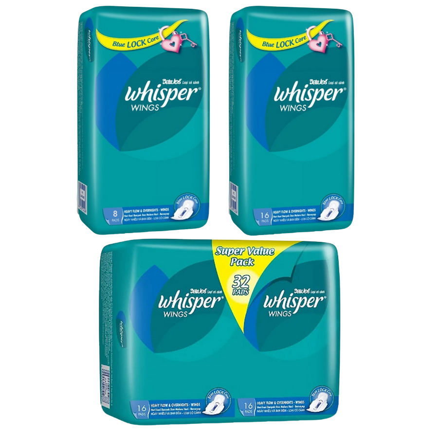 Băng Vệ Sinh Whisper Dòng Cơ Bản Có Cánh Cho Ngày Nhiều Và Đêm