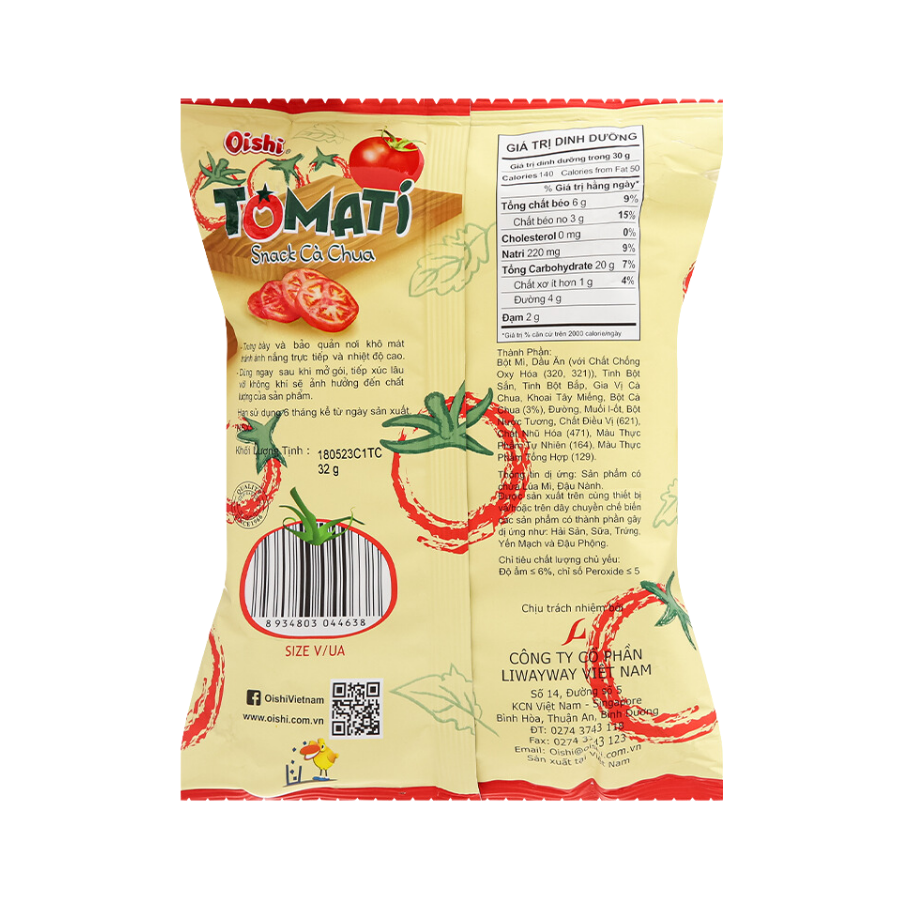 Snack cà chua Oishi Tomati 6G/12G/32G/68G