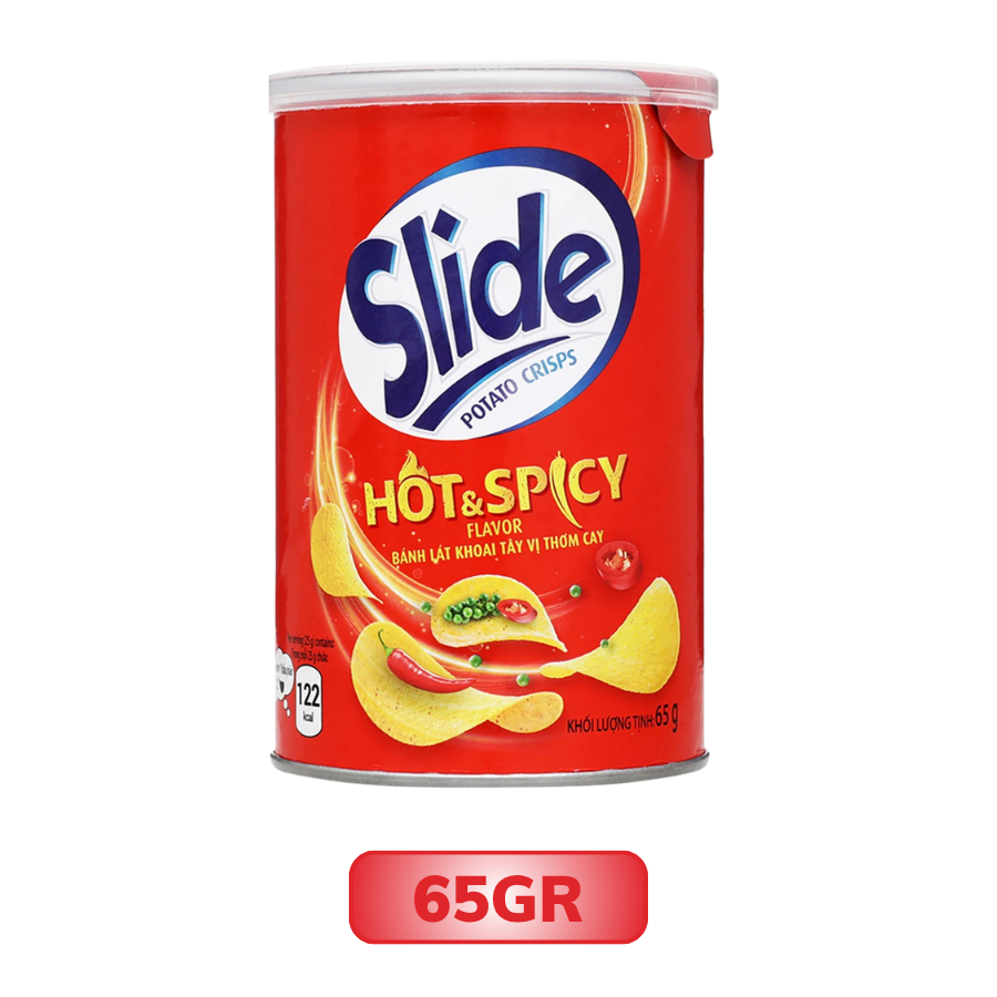Snack khoai tây vị thơm cay Slide lon 65G/ 90G/ 150G