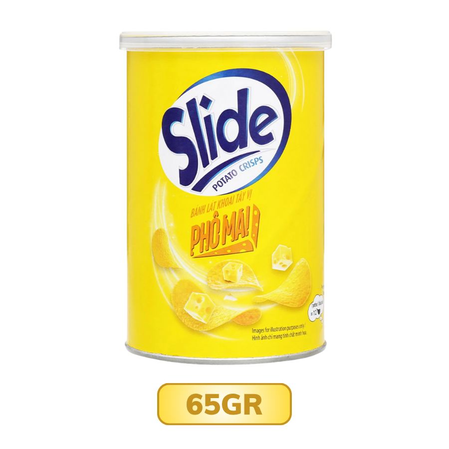 Snack khoai tây vị phô mai Slide lon 65G/ 90G/ 150G