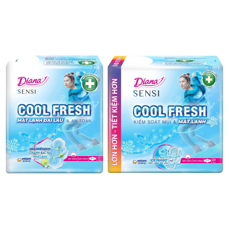 Băng vệ sinh siêu mỏng có cánh Diana Sensi Cool Fresh
