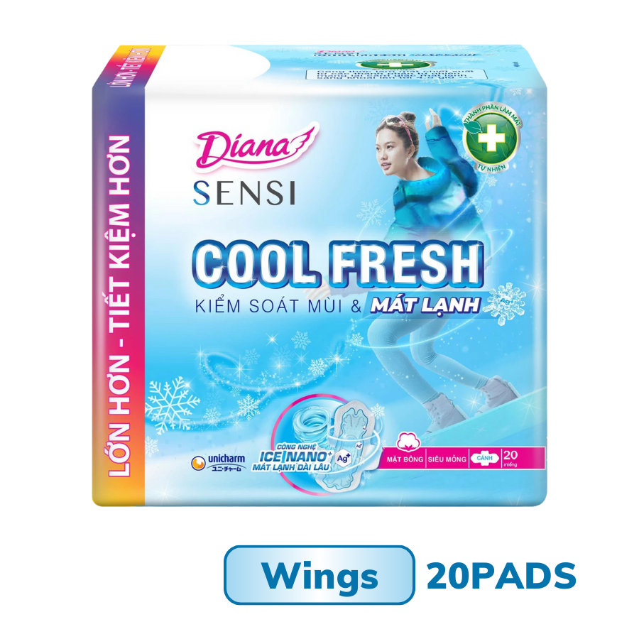 Băng vệ sinh siêu mỏng có cánh Diana Sensi Cool Fresh