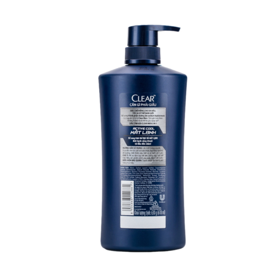 Dầu Tắm Gội CLEAR Men 3 Trong 1 Active Cool Mát Lạnh 340G/ 650G