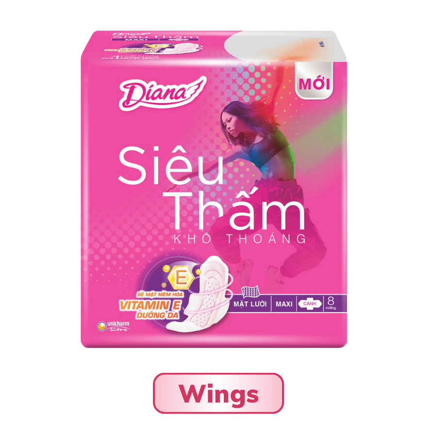 BĂNG VỆ SINH DIANA SIÊU THẤM KHÔ THOÁNG VITAMIN E