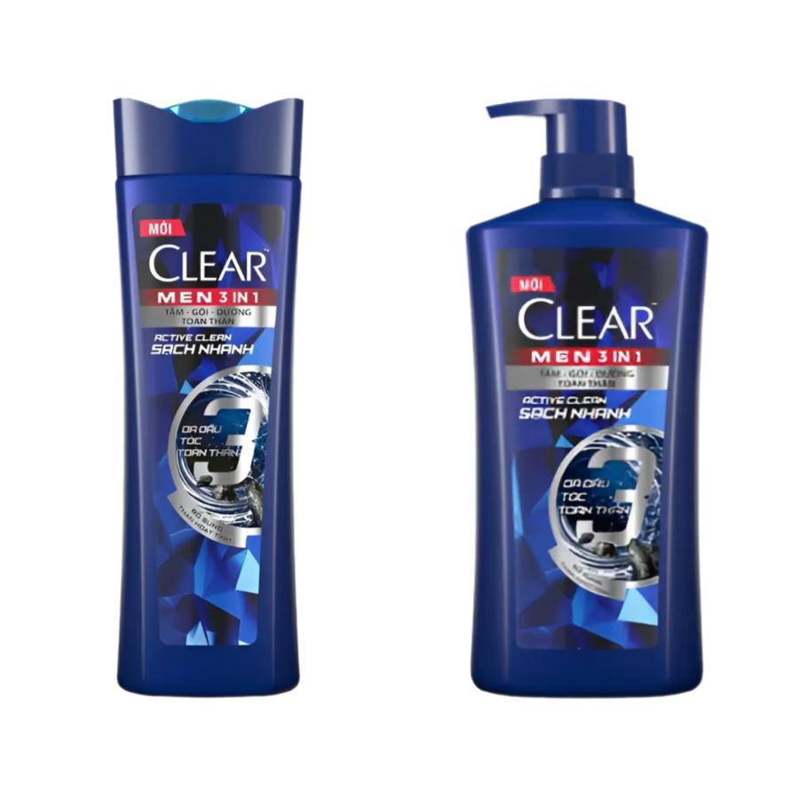 Dầu Tắm Gội Clear Men Active Clean Sạch Nhanh 340G/ 650G