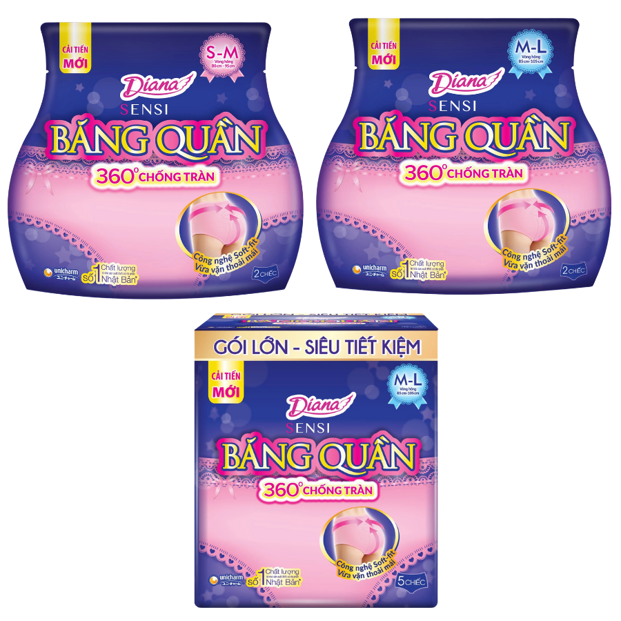 Băng Vệ Sinh Diana Dạng Quần Ban Đêm 360 chống tràn