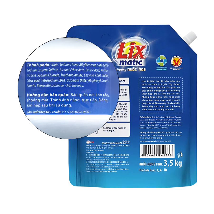 Nước giặt Lix Matic hương nước hoa khử mùi ẩm mốc