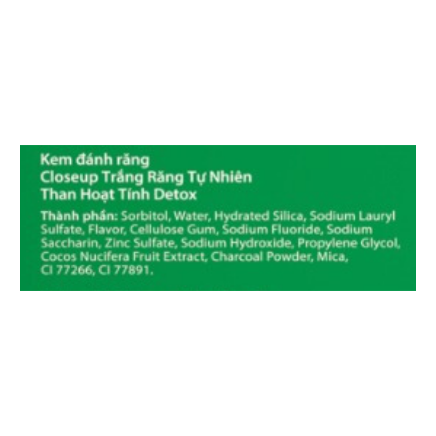 Kem đánh răng Closeup Trắng Răng Tự Nhiên Than Hoạt Tính Detox